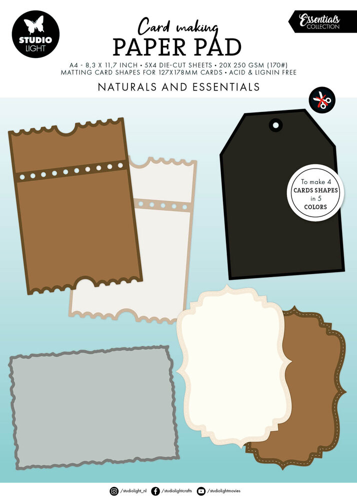 Studio Light Naturals and Essentials Card Shapes for 127x178mm Cards Essentials Card Making Pad (SL-ES-CMP32)