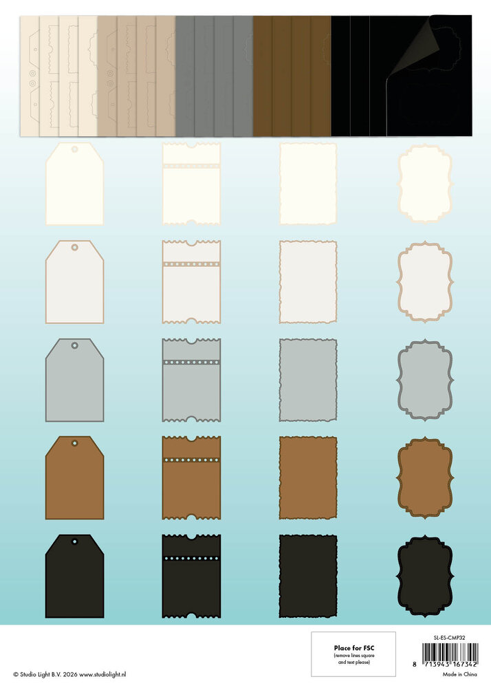 Studio Light Naturals and Essentials Card Shapes for 127x178mm Cards Essentials Card Making Pad (SL-ES-CMP32)