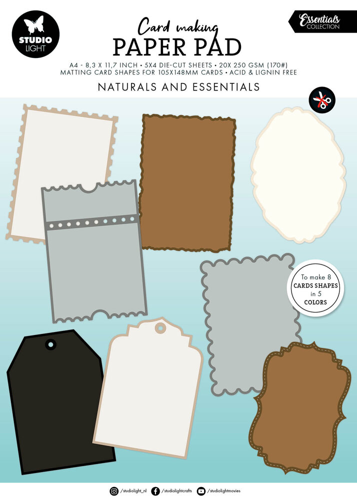 Studio Light Naturals and Essentials Card Shapes for 105x148mm Cards Essentials Card Making Pad (SL-ES-CMP31)