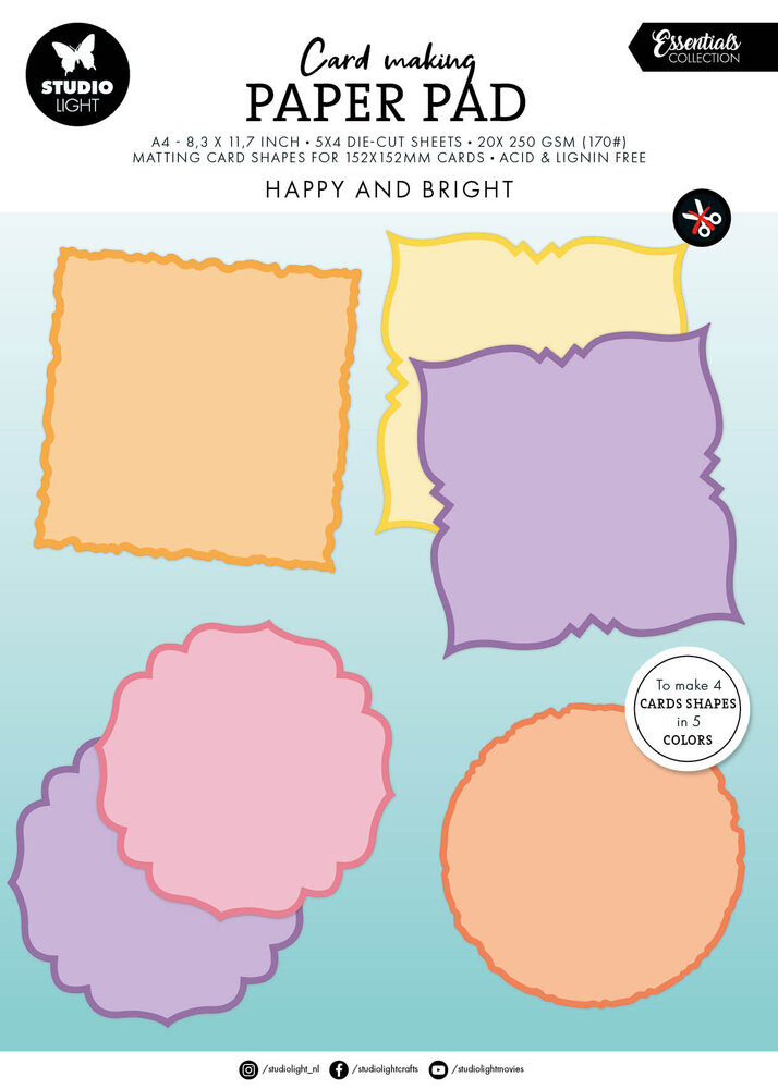 Studio Light Happy and Bright Card Shapes for 152x152mm Cards Essentials Card Making Pad (SL-ES-CMP30)