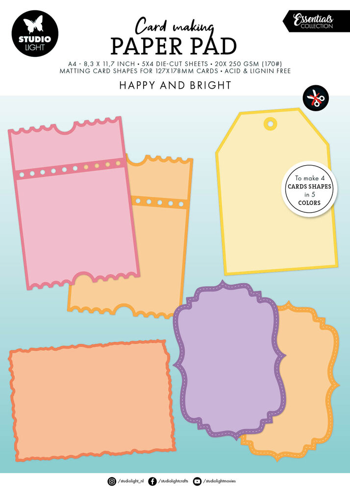 Studio Light Happy and Bright Card Shapes for 127x178mm Cards Essentials Card Making Pad (SL-ES-CMP29)