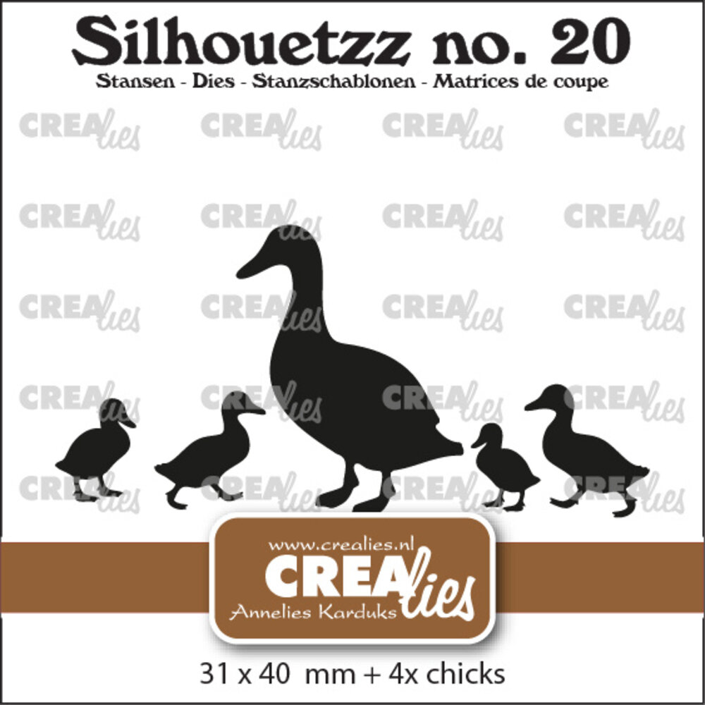 Crealies Silhouetzz Stansen Eendjes Op een Rij (CLSH20)