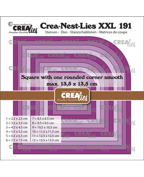 Crealies Crea-Nest-Lies XXL Dies Squares with One Rounded Corner Smooth (CLNestXXL191)