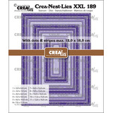 Crealies Crea-Nest-Lies XXL Stansen Rechthoeken met Stippen en Strepen (CLNestXXL189)