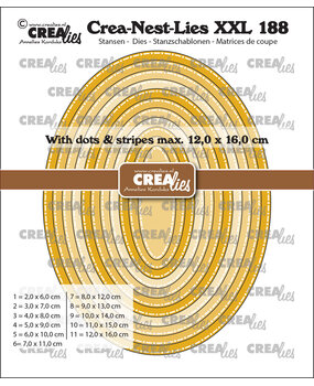 Crealies Crea-Nest-Lies XXL Stansen Ovalen met Stippen en Strepen (CLNestXXL188)