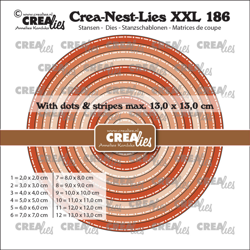 Crealies Crea-Nest-Lies XXL Dies Circles with Dots and Stripes (CLNestXXL186)