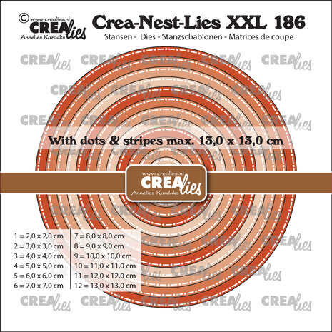 Crealies Crea-Nest-Lies XXL Dies Circles with Dots and Stripes (CLNestXXL186)
