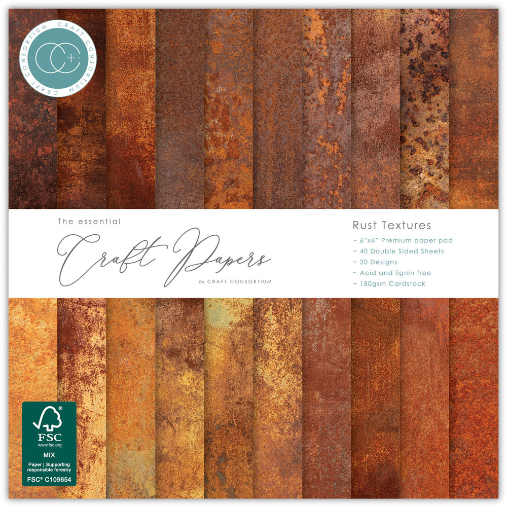Craft Consortium Essential Craft Papers 6x6 Inch Paper Pad Rust Textures (CCEPAD043B)