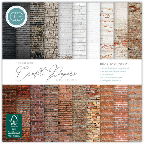 Craft Consortium Essential Craft Papers 6x6 Inch Paper Pad Brick Textures 2 (CCEPAD042B) Craft Consortium Essential Craft Papers 6x6 Inch Paper Pad Brick Textures 2 (CCEPAD042B)