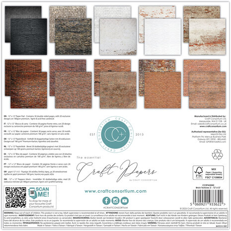 Craft Consortium Essential Craft Papers 12x12 Inch Paper Pad Brick Textures 2 (CCEPAD042) Craft Consortium Essential Craft Papers 12x12 Inch Paper Pad Brick Textures 2 (CCEPAD042)