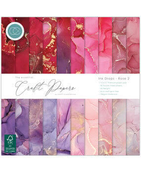 Craft Consortium Essential Craft Papers 12x12 Inch Paper Pad Ink Drops Rose 2 (CCEPAD040)