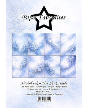Paper Favourites Alcohol Ink Blue Sky Cascade A5 Paper Pack (PFA221)