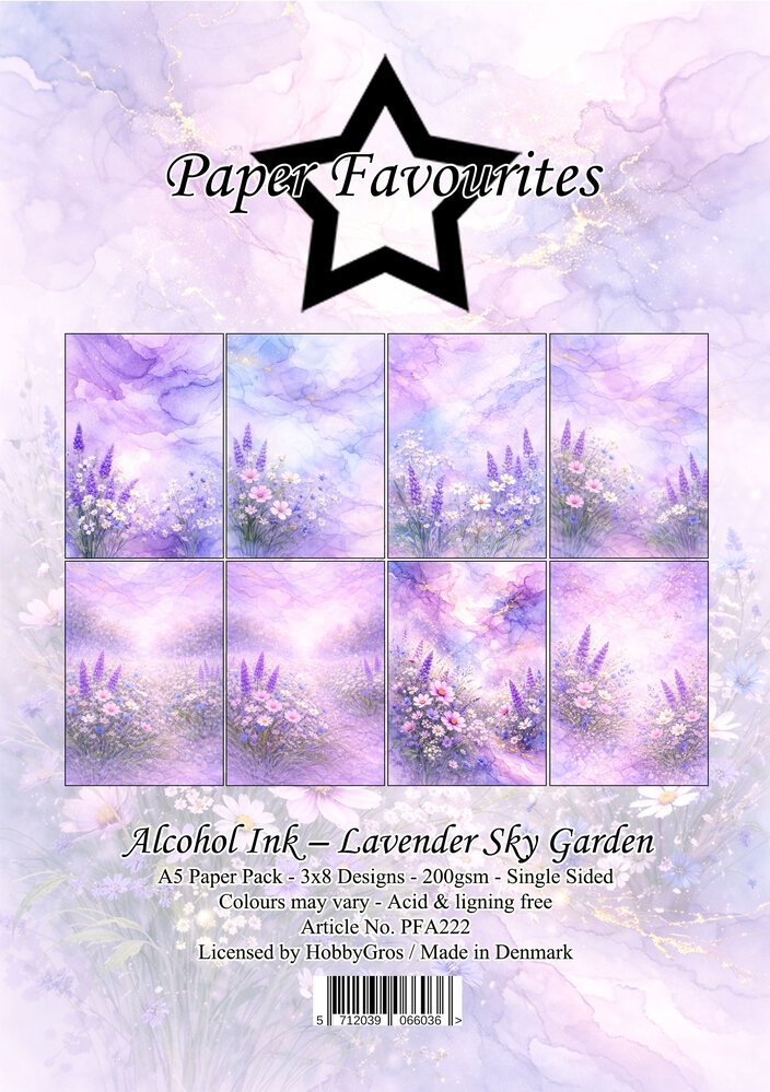 Paper Favourites Alcohol Ink Lavender Sky Garden A5 Paper Pack (PFA222)