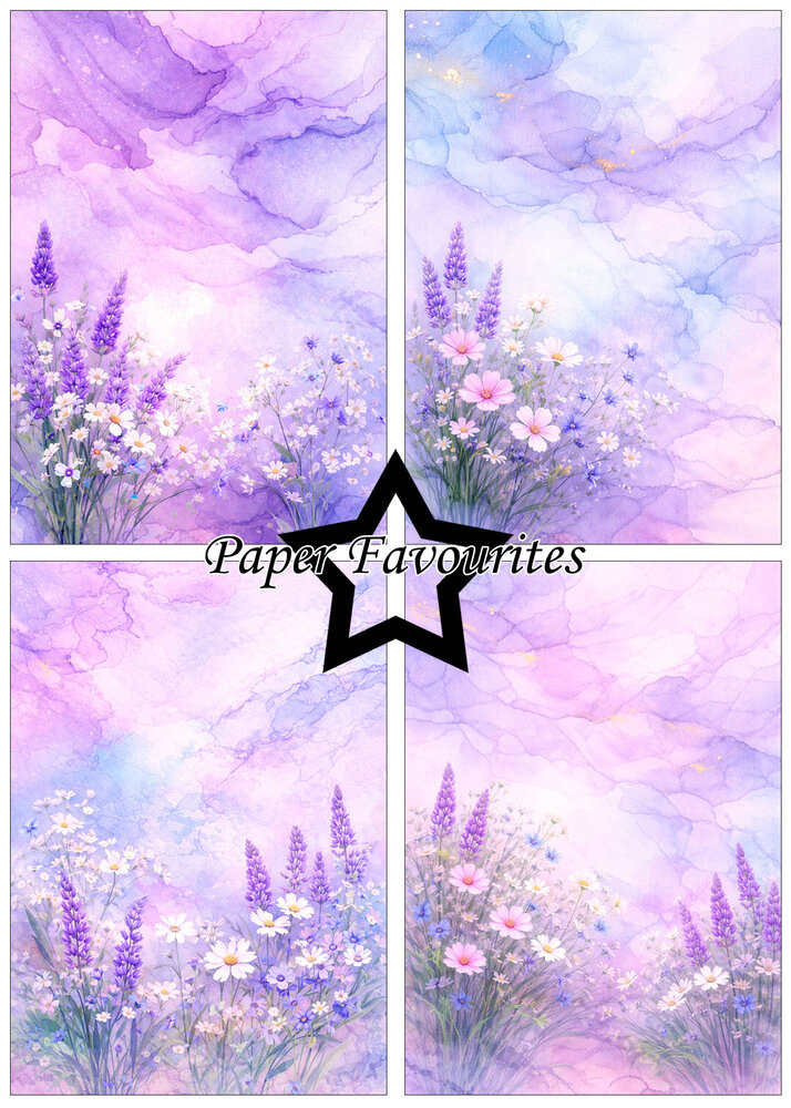 Paper Favourites Alcohol Ink Lavender Sky Garden A5 Paper Pack (PFA222)