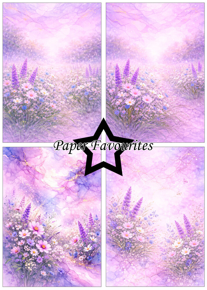 Paper Favourites Alcohol Ink Lavender Sky Garden A5 Paper Pack (PFA222)