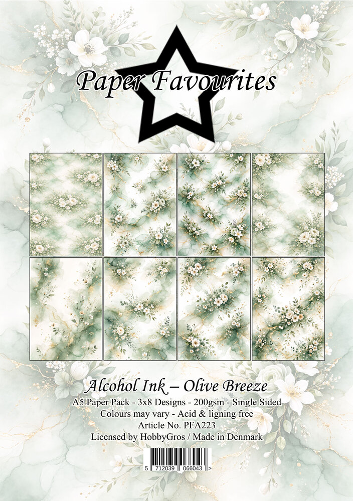 Paper Favourites Alcohol Ink Olive Breeze A5 Paper Pack (PFA223)