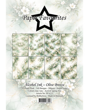 Paper Favourites Alcohol Ink Olive Breeze A5 Paper Pack (PFA223)