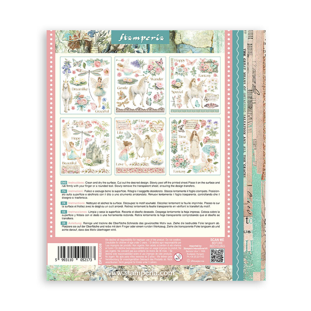 Stamperia Wonderland Rub-On 20,5x23cm Assortment (6pcs) (DFLRBXG08)