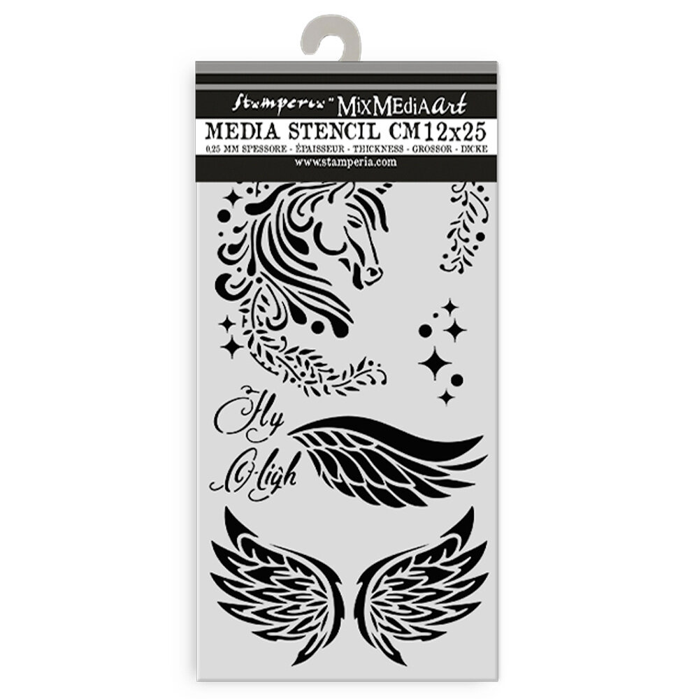 Stamperia Wonderland Thick Stencil 12x25cm Unicorn (KSTDL95)