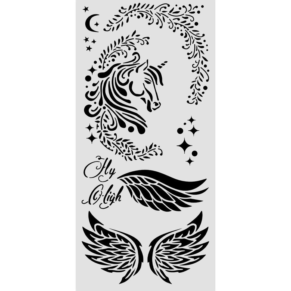 Stamperia Wonderland Thick Stencil 12x25cm Unicorn (KSTDL95)