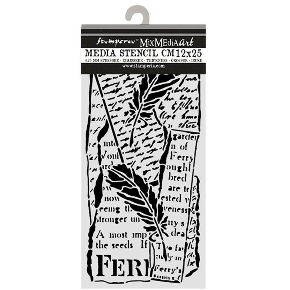 Stamperia All Around Thick Stencils 12x25cm Letter and Feathers (KSTDL159)