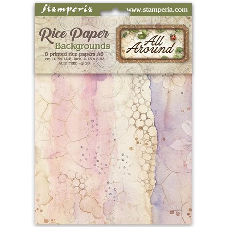 Stamperia All Around A6 Rice Paper Backgrounds Selection (8pcs) (DFSAK6054)