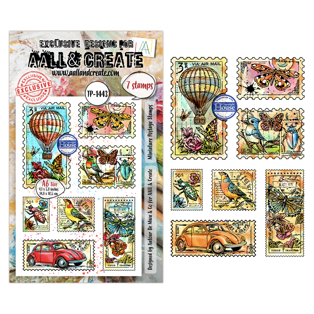 Aall and Create Dispatch Transit A6 Stamp Sets Miniature Postage Stamps by Autour De Mwa & Co (AALL-TP-1443) Aall and Create Dispatch Transit A6 Stamp Sets Miniature Postage Stamps by Autour De Mwa & Co (AALL-TP-1443)
