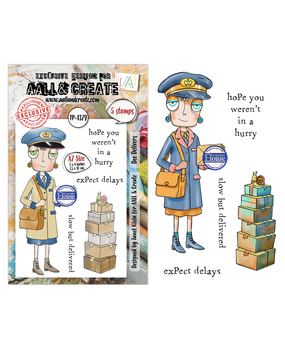 Aall and Create Post & Ink A7 Stamp Sets Dee Delivers by Janet Klein (AALL-TP-1379)