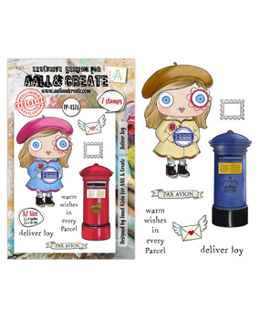 Aall and Create Post & Ink A7 Stamp Sets Deliver Joy by Janet Klein (AALL-TP-1376)