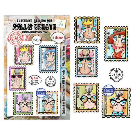 Aall and Create Post & Ink A7 Stamp Sets Miss Dee First Class by Janet Klein (AALL-TP-1378)