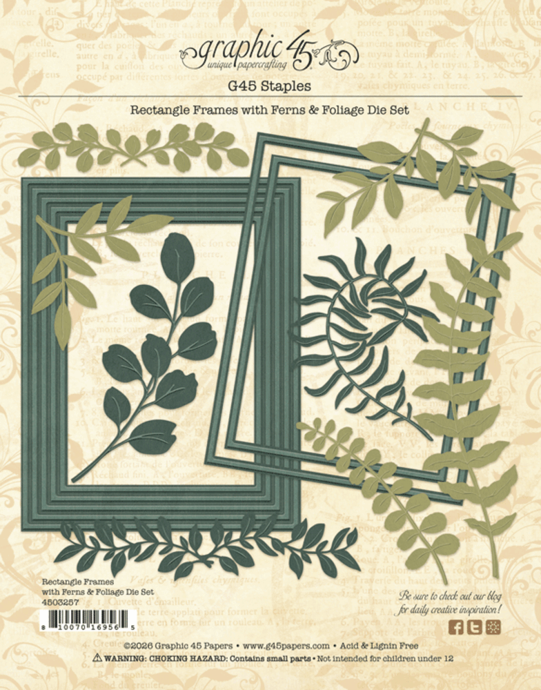 Graphic 45 Rectangle Frames with Ferns & Foliage Die Set (4503257) Graphic 45 Rectangle Frames with Ferns & Foliage Die Set (4503257)