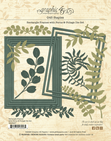 Graphic 45 Rectangle Frames with Ferns & Foliage Die Set (4503257) Graphic 45 Rectangle Frames with Ferns & Foliage Die Set (4503257)