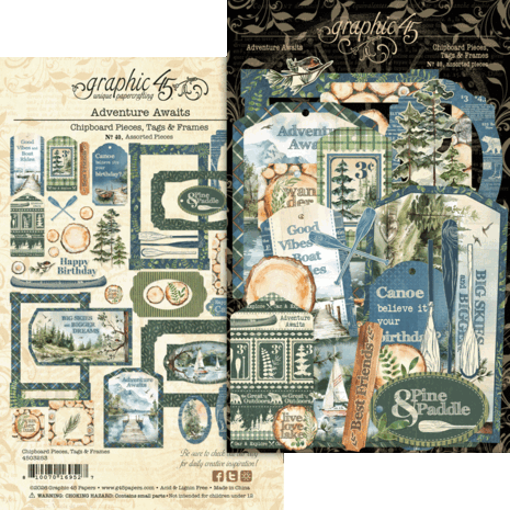 Graphic 45 Adventure Awaits Chipboard Pieces, Tags & Frames (4503253) Graphic 45 Adventure Awaits Chipboard Pieces, Tags & Frames (4503253)