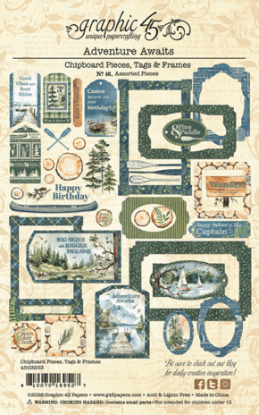 Graphic 45 Adventure Awaits Chipboard Pieces, Tags & Frames (4503253) Graphic 45 Adventure Awaits Chipboard Pieces, Tags & Frames (4503253)