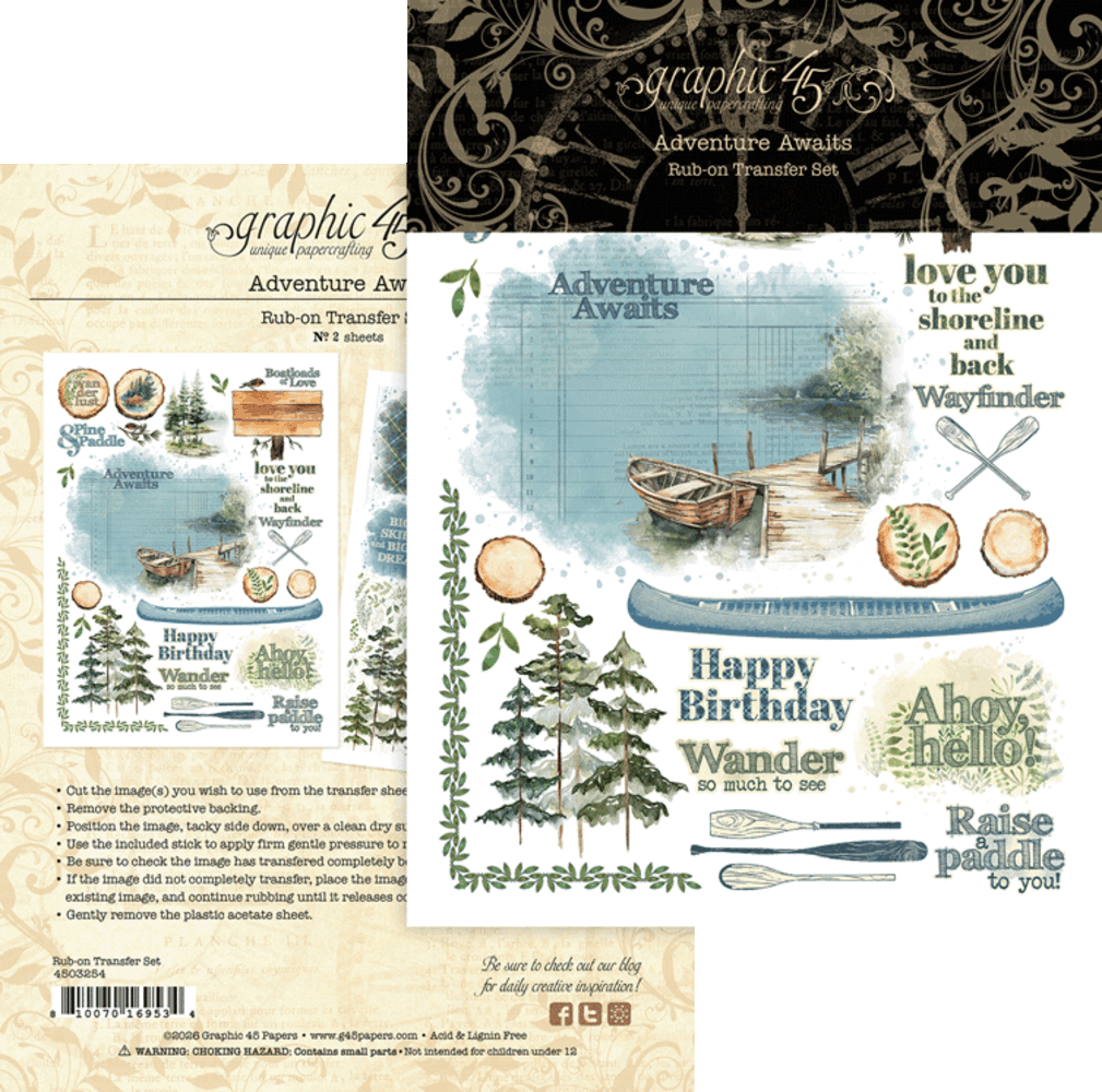 Graphic 45 Adventure Awaits Rub-on Transfers (4503254)