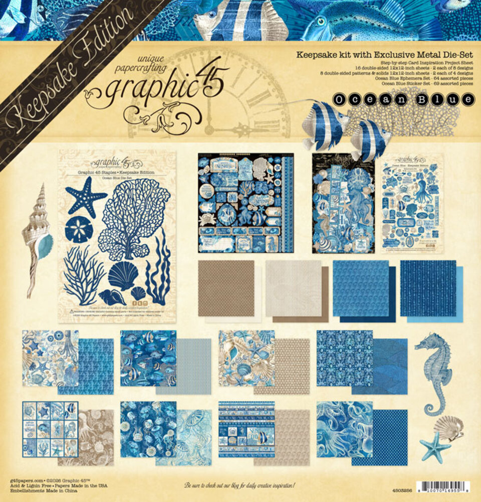Graphic 45 Ocean Blue Keepsake Kit with Exclusive Metal Die-Set (4503256) Graphic 45 Ocean Blue Keepsake Kit with Exclusive Metal Die-Set (4503256)