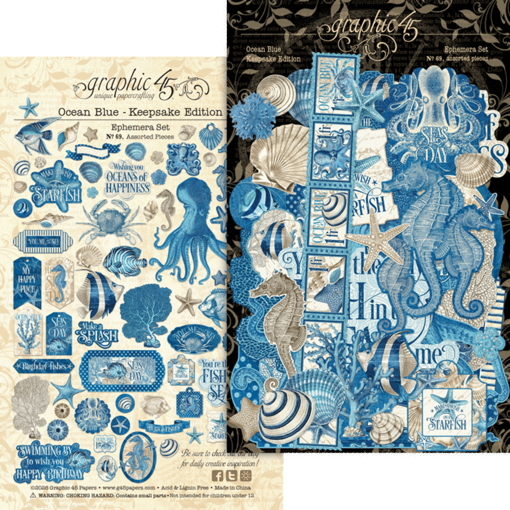 Graphic 45 Ocean Blue Keepsake Kit with Exclusive Metal Die-Set (4503256) Graphic 45 Ocean Blue Keepsake Kit with Exclusive Metal Die-Set (4503256)