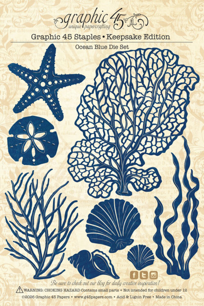 Graphic 45 Ocean Blue Keepsake Kit with Exclusive Metal Die-Set (4503256) Graphic 45 Ocean Blue Keepsake Kit with Exclusive Metal Die-Set (4503256)