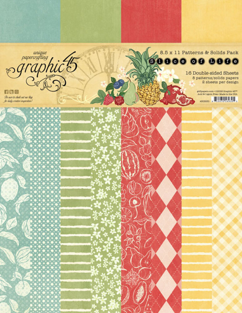 Graphic 45 Slice of Life 8,5x11 Inch Patterns & Solids Pack (4503231) Graphic 45 Slice of Life 8,5x11 Inch Patterns & Solids Pack (4503231)