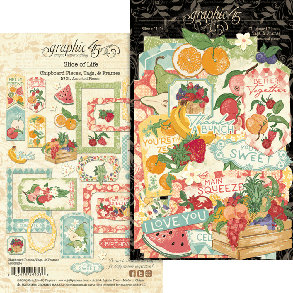 Graphic 45 Slice of Life Chipboard Pieces, Tags & Frames (4503234)