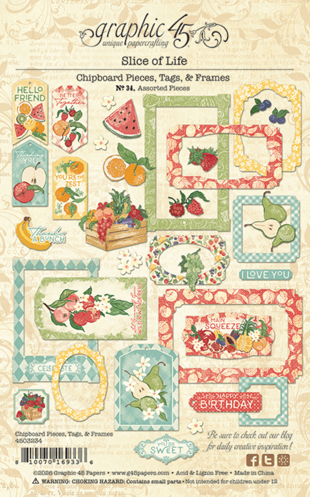 Graphic 45 Slice of Life Chipboard Pieces, Tags & Frames (4503234)