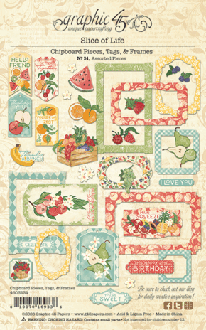 Graphic 45 Slice of Life Chipboard Pieces, Tags & Frames (4503234)