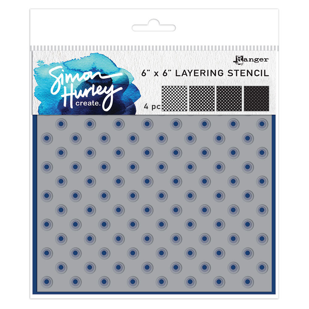 Ranger Simon Hurley create. Layering Stencils 6x6 Inch Polka Dots (4pcs) (HUS94159) Ranger Simon Hurley create. Layering Stencils 6x6 Inch Polka Dots (4pcs) (HUS94159)