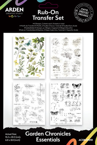 Arden Creative Studio Garden Chronicles Essentials 6x8 Inch Rub-On Transfer Set by Katie Pertiet (ACSRO0010)
