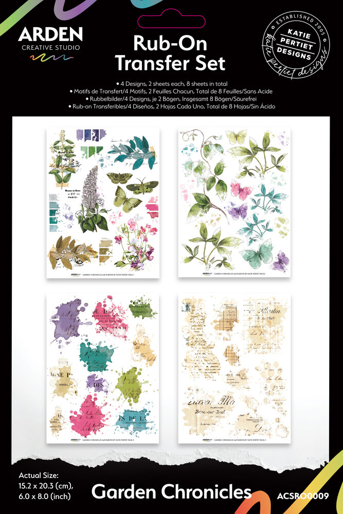 Arden Creative Studio Garden Chronicles 6x8 Inch Rub-On Transfer Set by Katie Pertiet (ACSRO0009)