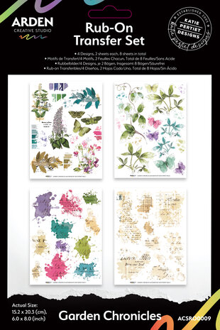 Arden Creative Studio Garden Chronicles 6x8 Inch Rub-On Transfer Set by Katie Pertiet (ACSRO0009)