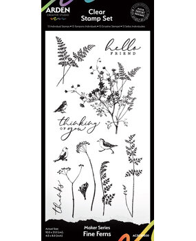 Arden Creative Studio Maker Series 4x8 Inch Clear Stamp Set Fine Ferns by Katie Pertiet (ACSCS0030)