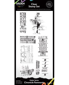 Arden Creative Studio Maker Series 4x8 Inch Clear Stamp Set Chronicle Remnants by Katie Pertiet (ACSCS0031)