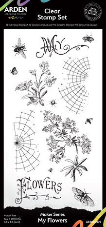 Arden Creative Studio Maker Series 4x8 Inch Clear Stamp Set My Flowers by Katie Pertiet (ACSCS0029)