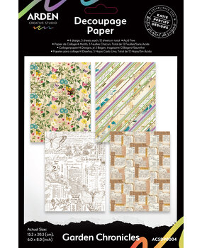 Arden Creative Studio Garden Chronicles 6x8 Inch Decoupage Paper (12pcs) by Katie Pertiet (ACSDP0004)